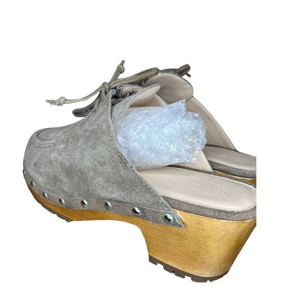Rag & Co Taupe Iroko Tie Detail Stud Clogs - Picture 5 of 16